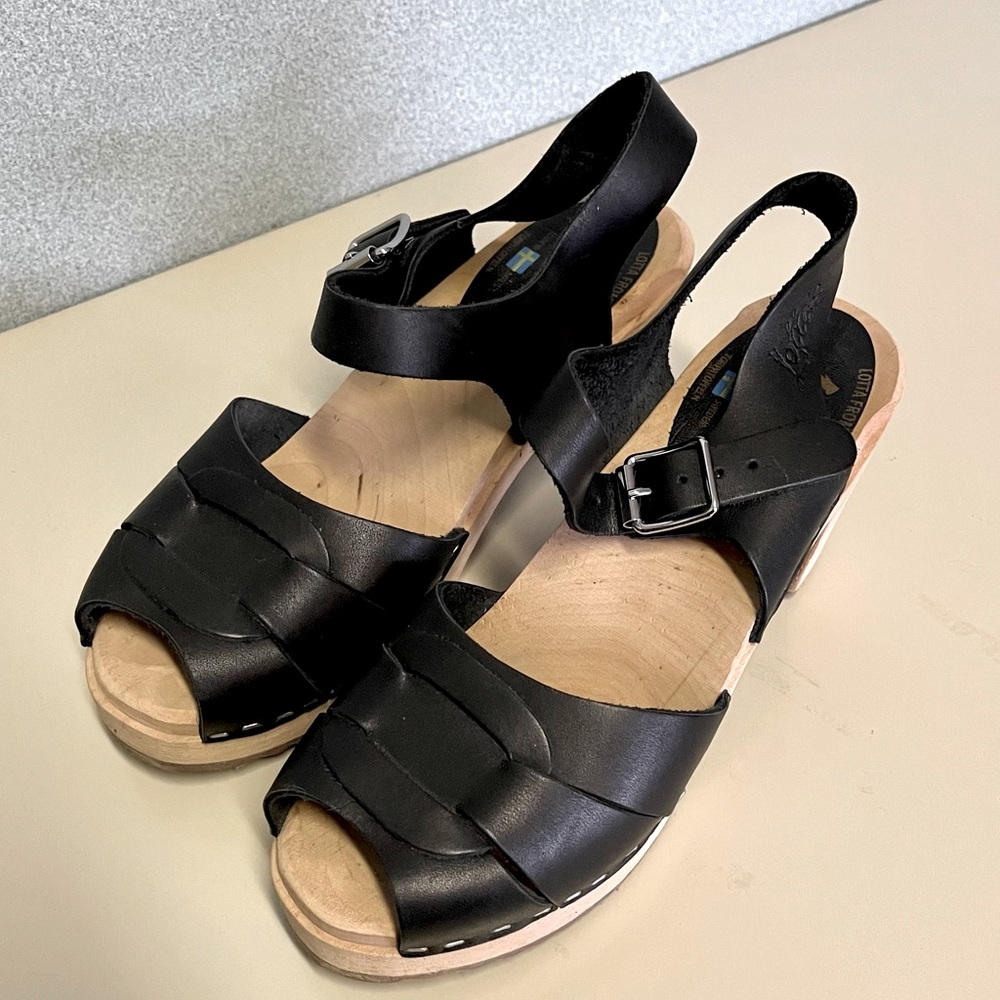 Lotta From Stockholm High Heel Peep Toe Clog Black